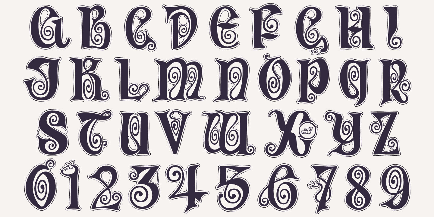 Beispiel einer Celtic Spiral Regular-Schriftart